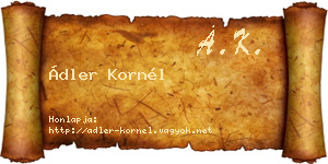 Ádler Kornél névjegykártya